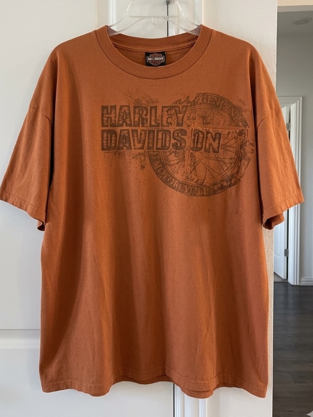 Harley-Davidson Burnt Orange Short Sleeve Logo Tee with pocket